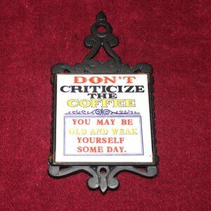 Vintage Porcelain and Wrought Iron Trivet